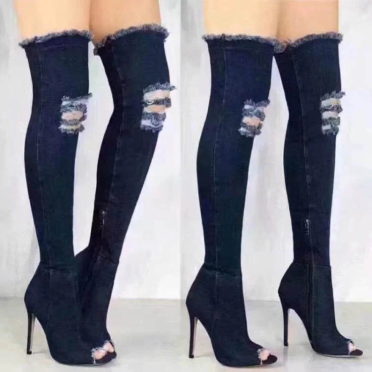 Over The Knee Denim Boots Rieworkes