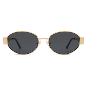SOJOS Retro Oval Sunglasses for Women Men Trendy Sun Glasses Classic Shades UV400 Protection SJ1217 Gold/Grey Rieworkes