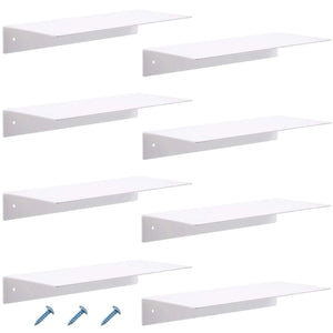 Blulu 8 Pieces Acrylic Floating Shelf Invisible Wall Mounted Shelf for Book Photo Picture Makeup Record Display in Living Room Bathroom Bedroom Kitchen Office(White 14 x 5 x 2 Inches) Mimarta