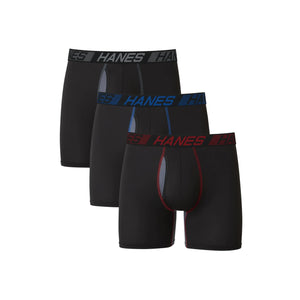 Hanes Men’s Total Support Pouch Boxer Briefs, X-Temp Cooling, Moisture-Wicking Underwear, Regular, Long-leg and Trunk, 3-Pack Regular Leg Large Regular Leg - Marled Rieworkes