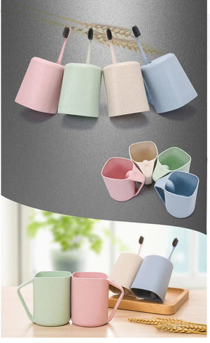 Wheat Square Mouth Oblique Toothbrush Cup Rieworkes