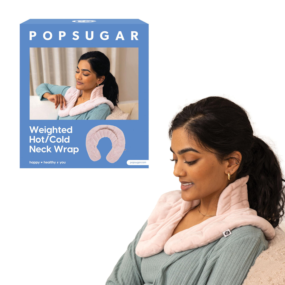 POPSUGAR Weighted Hot and Cold Neck Wrap Microwavable Heated Pad for Neck and Shoulder Pain Relief Reusable Heat and Cold Pack Mimarta