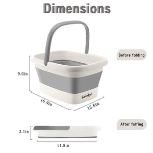 Collapsible Foot Bath Basin for Soaking Feet,Foot Soak Tub,Plastic Foot Bucket with Handles and Massage Acupoint,Foldable Laundry Basket-Gery (2 Pack) 2 Pack Gray Rieworkes