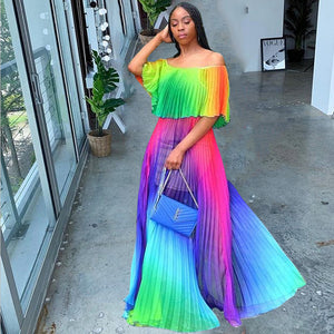 Gradient Pleated Sexy Dress Mimarta