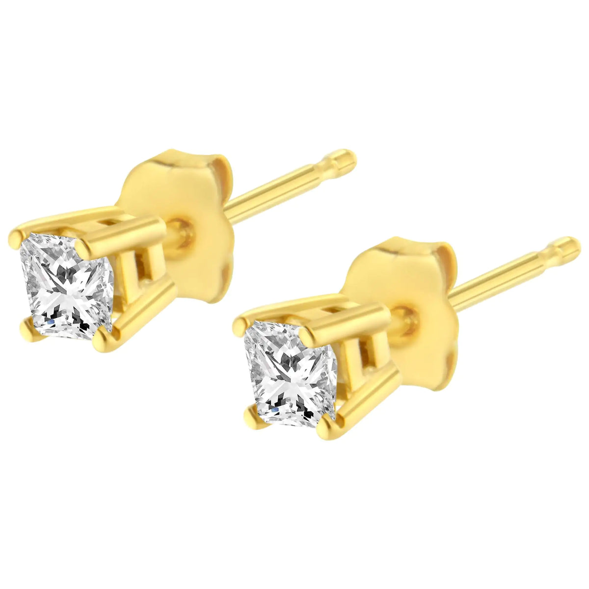 IGI Certified 1/2 Cttw Princess-Cut Square Diamond 4-Prong Solitaire Stud Earrings in 14K Yellow Gold (I-J Color, SI1-SI2 Clarity) Rieworkes