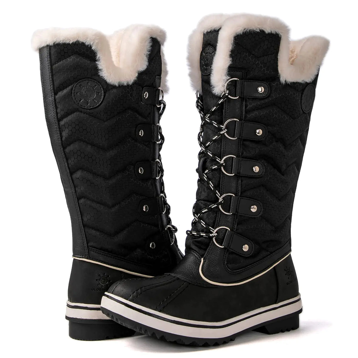 kingshow Womens Globalwin Black Mid Calf Waterproof Winter Boots Non-Slip Snow Boots For Women 8M Mimarta