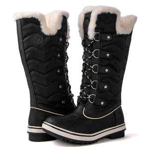 kingshow Womens Globalwin Black Mid Calf Waterproof Winter Boots Non-Slip Snow Boots For Women 8M Mimarta