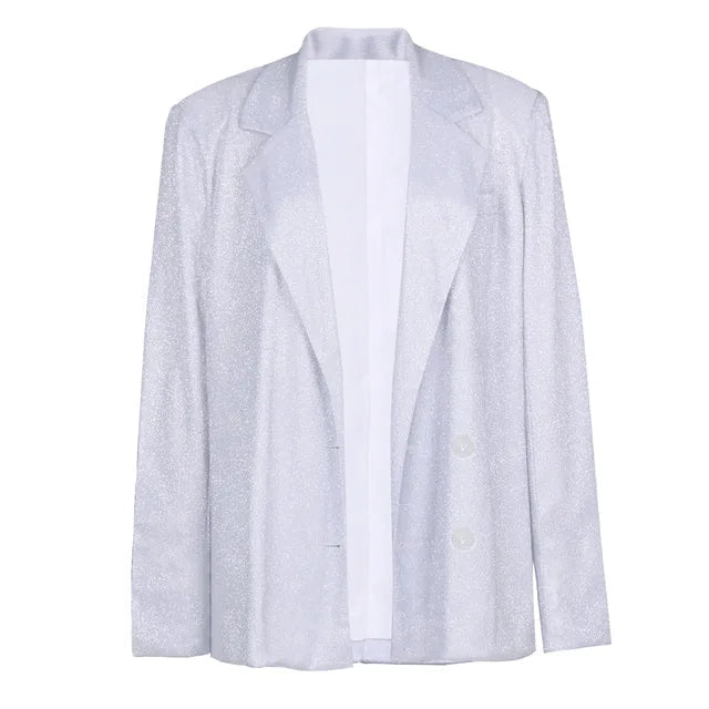 Women's Shiny Blazer Office Lady Casual Rieworkes