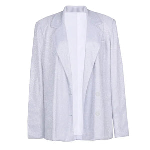 Women's Shiny Blazer Office Lady Casual Rieworkes