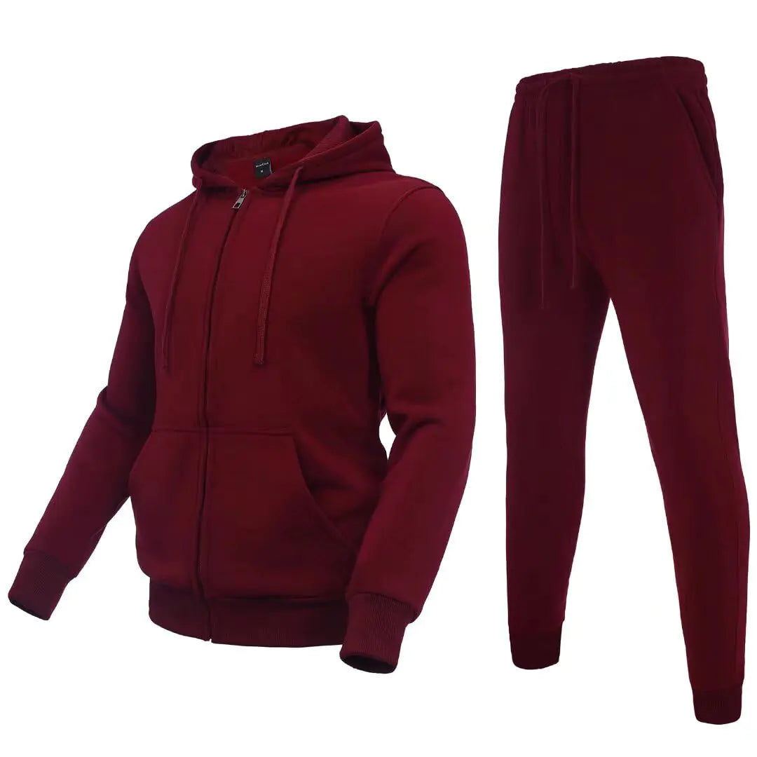 Zusmen Tracksuit Mens Casual Long Sleeve Full-Zip Running Sweatsuit Sets Track Jackets and Pants 2 Piece Outfit Warm Jogging Sweat Suits for Men Burgundy 5XL Rieworkes