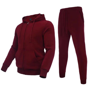 Zusmen Tracksuit Mens Casual Long Sleeve Full-Zip Running Sweatsuit Sets Track Jackets and Pants 2 Piece Outfit Warm Jogging Sweat Suits for Men Burgundy 5XL Rieworkes
