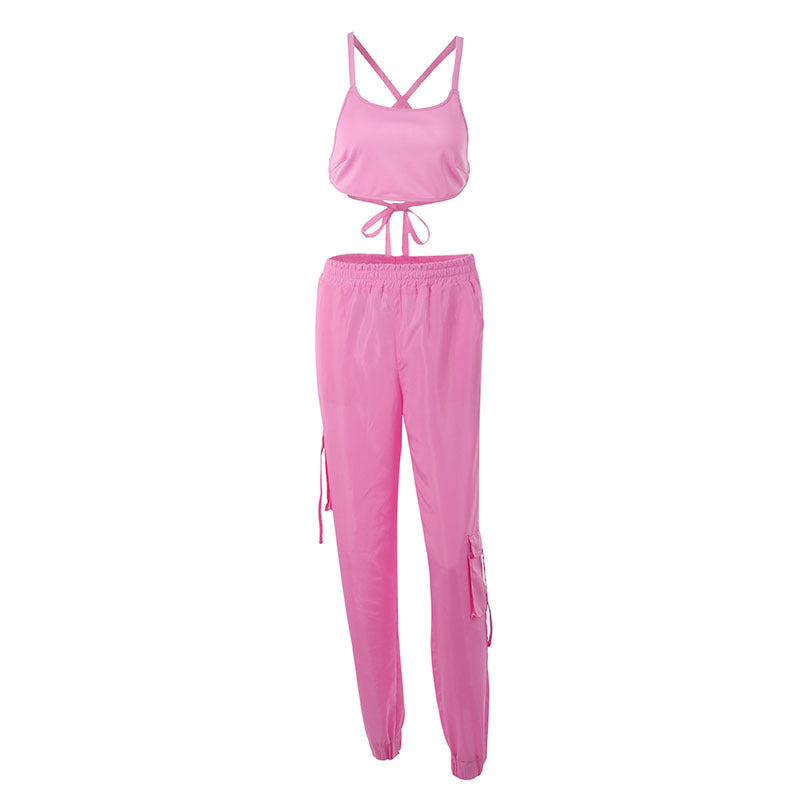 Women's Athletic Gym Set: Sleeveless Top &amp; High-Waist Pants Mimarta