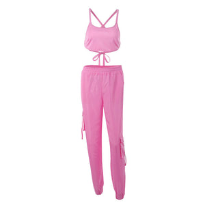 Women's Athletic Gym Set: Sleeveless Top & High-Waist Pants Mimarta