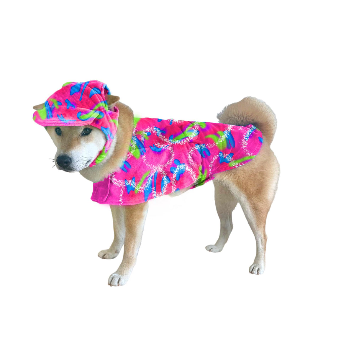 ComfyCamper 80s 90s Dog Costume Beach Cape Visor Hat - Puppy Cat Workout Rollerblade Malibu Ken Movie Halloween Cosplay XL Mimarta