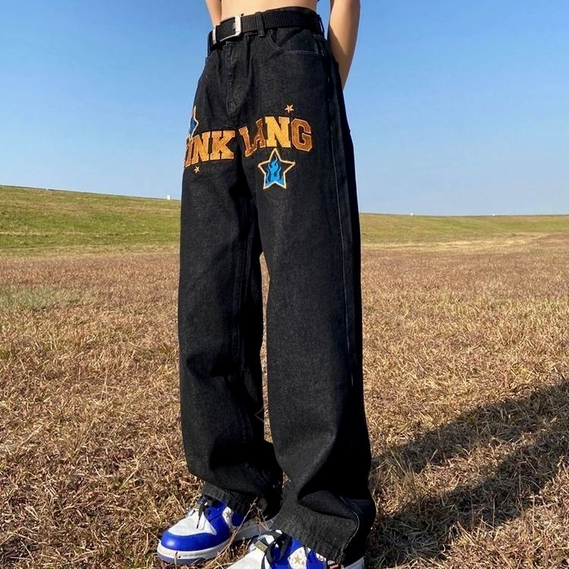 Retro American Hip-Hop Wide Leg Jeans for Men Mimarta