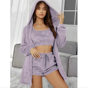 3-Piece Plush Winter Hooded Set Mimarta