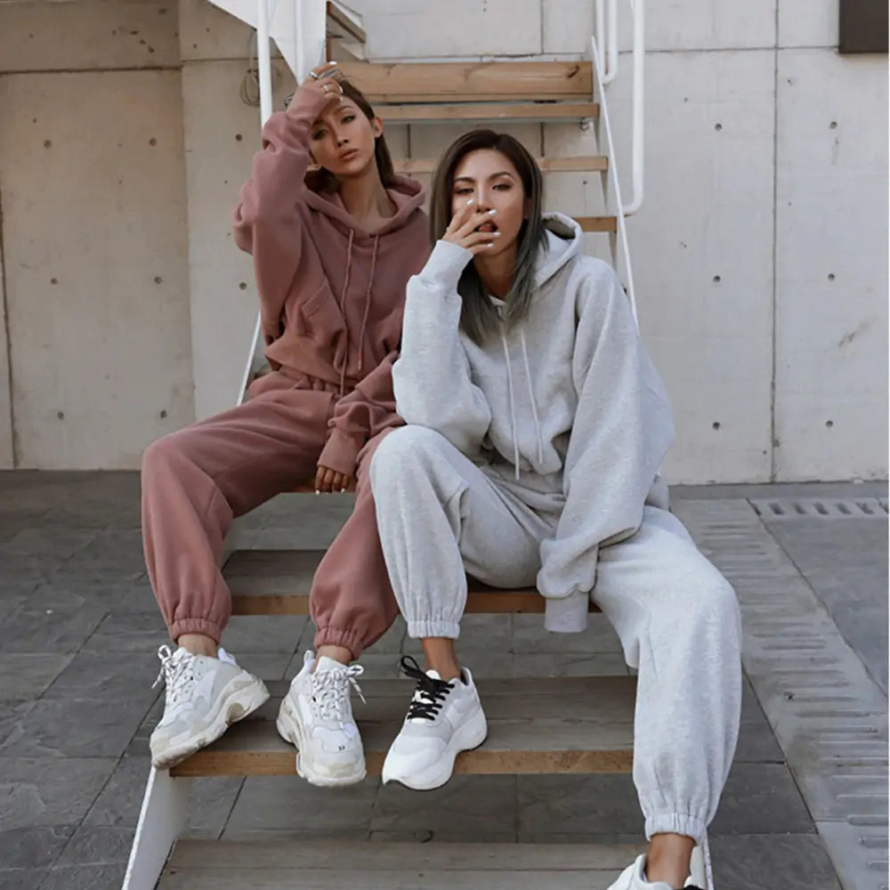 Women Warm Hoodie and Pants Set Rieworkes