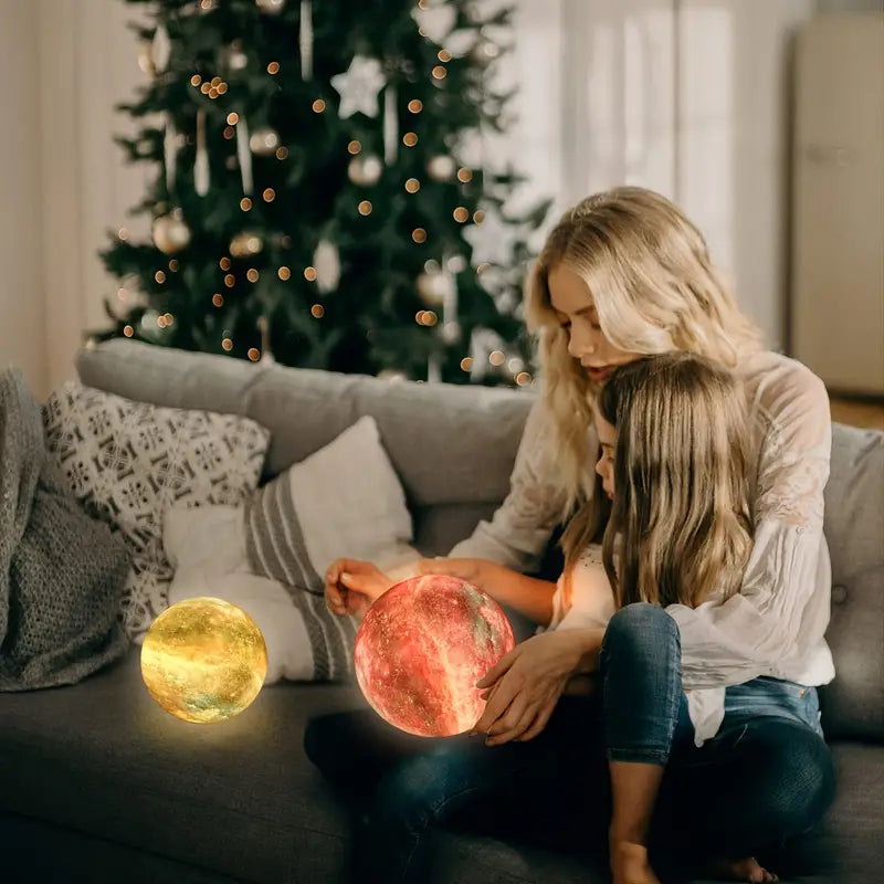16-Color 3D LED Moon Light with Stand - Night Light Mimarta