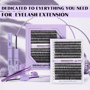 Lash Extension Kit for Beginners 280pcs Eyelash Extension Kit 30D 9-16 Mixed Lash Clusters Kit D Curl Lash Kit with Lash Bond and Seal Individual Lashes Kit DIY (KIT,30D-D-9-16MIX) Lash Cluster Kit-30D-D 9-16MIX Rieworkes