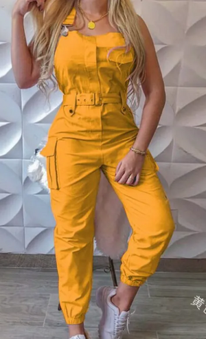 Women's Fashion Work Clothes Jumpsuit Belt Sleeveless Mimarta