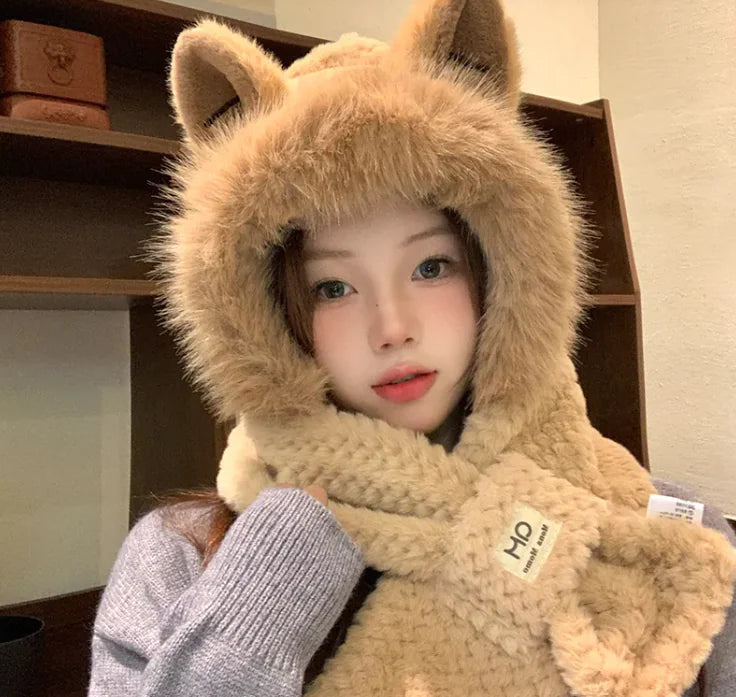 Autumn And Winter Cute Furry Fox Ear Hat Rieworkes