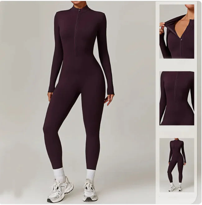Flex Fit Women's Warm Zippered Yoga Bodysuit Rieworkes