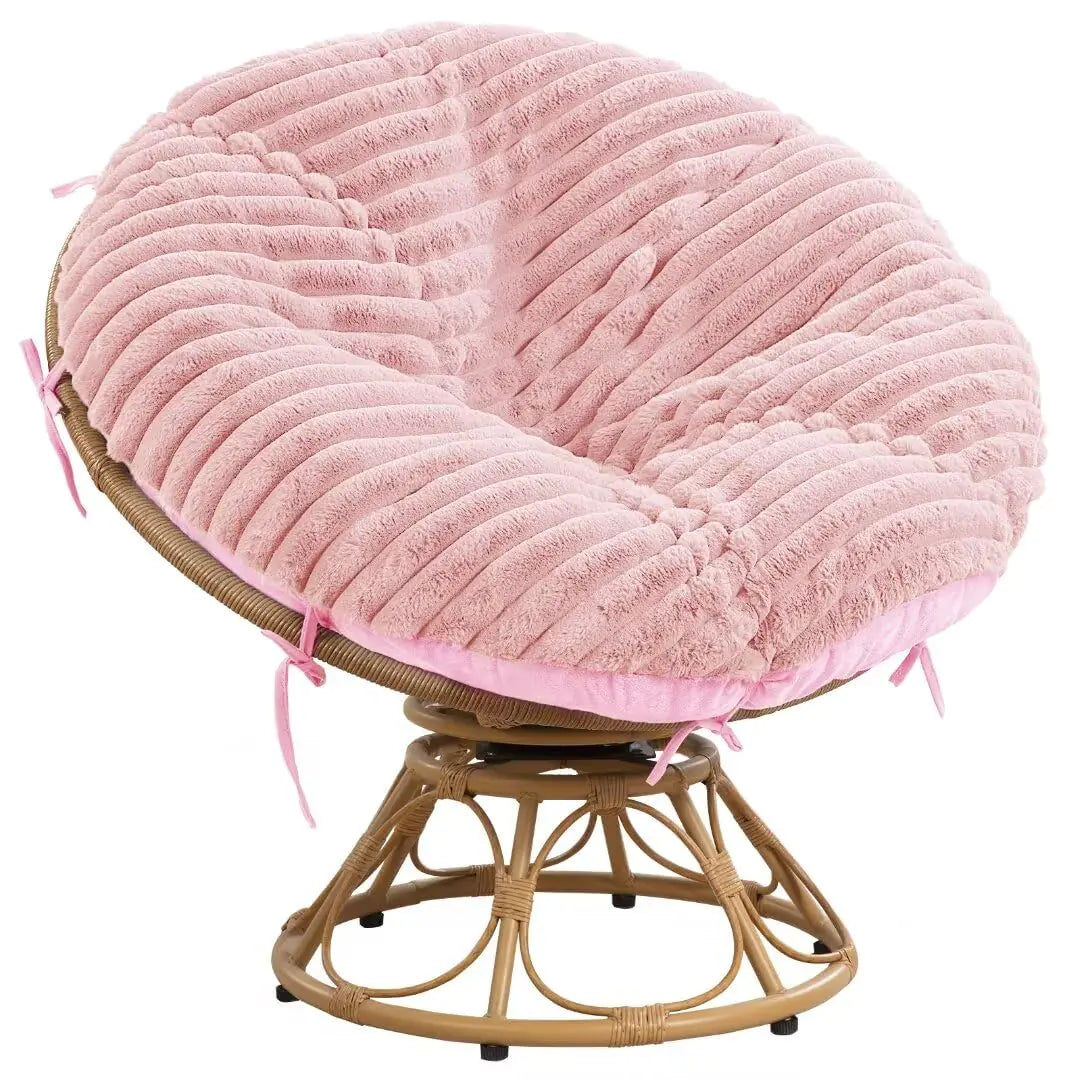 HOMBYS Fluffy Shaggy Cover for Papasan Chair Cushion Plush Faux Fur Slipcover ONLY (Without Cushion) Removable Soft Papasan Cushion Covers with 8 Ties (Pink 50"x50") Mimarta