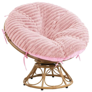 HOMBYS Fluffy Shaggy Cover for Papasan Chair Cushion Plush Faux Fur Slipcover ONLY (Without Cushion) Removable Soft Papasan Cushion Covers with 8 Ties (Pink 50"x50") Mimarta
