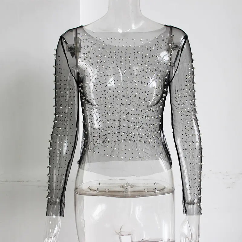 Mesh Patchwork Crop: Elegant Glam Rieworkes
