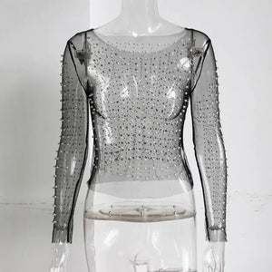 Mesh Patchwork Crop: Elegant Glam Rieworkes