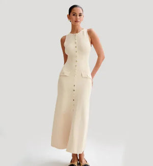 Elegant Knitted Sleeveless Long Dresses Mimarta