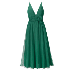 Elegant European American Gauze Strap Dress Mimarta