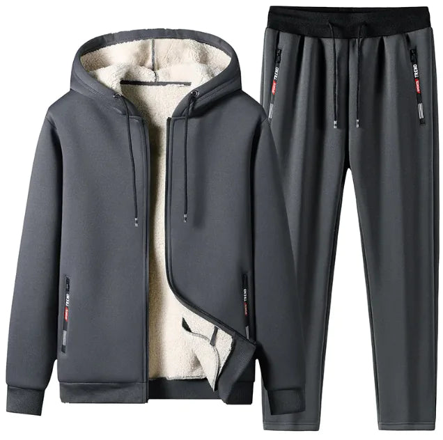 Men's Winter Plush Fleece Jacket & Jogger Set Mimarta