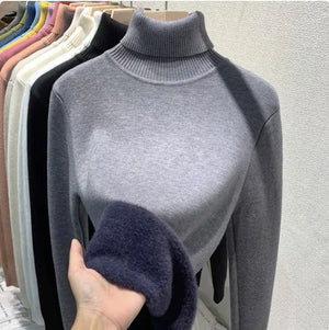 Cozy Velvet Art Retro Turtleneck Pullover Sweater Rieworkes