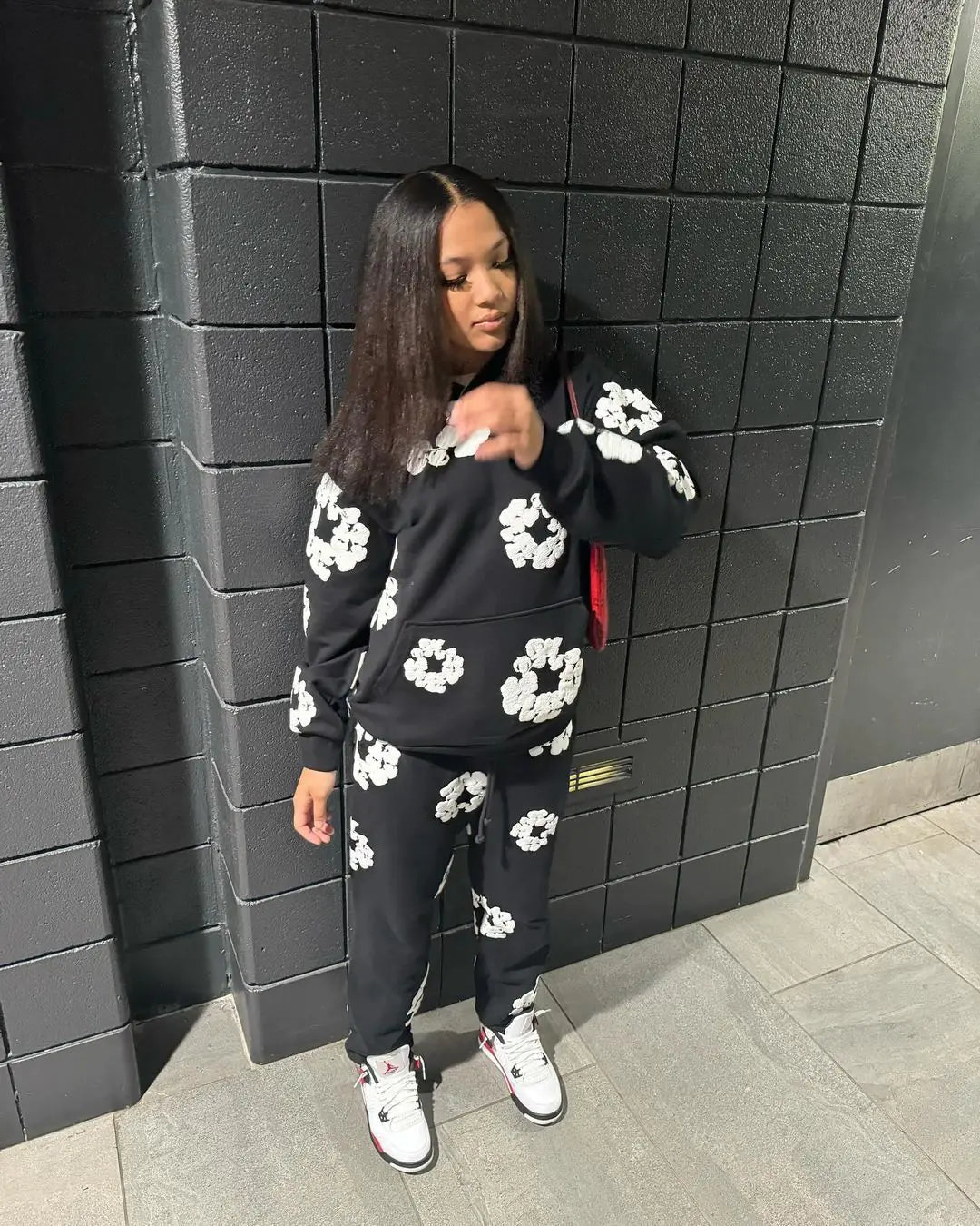XS0021 2023 Fall Winter Floral Sweatshirt Set Mimarta