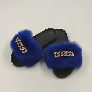 Plush Imitation Fox Fur Flip Flops Fashion Slippers Rieworkes