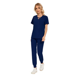 Stretch Women Slim Fit Scrubs Medical Uniforms Set Rieworkes