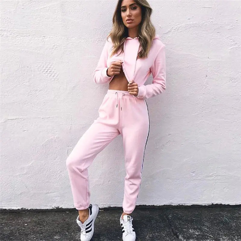 Summer Women's Hooded Sweatshirt Sports Set Mimarta
