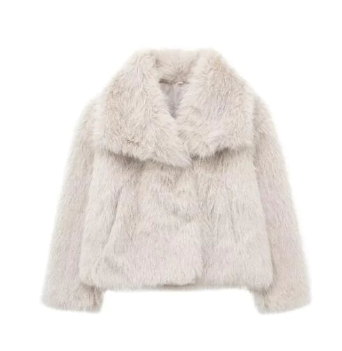 Women's Faux Fox Fur Coat: Luxe Furry Jacket for Autumn and Winter Rieworkes