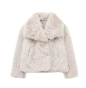 Women's Faux Fox Fur Coat: Luxe Furry Jacket for Autumn and Winter Rieworkes