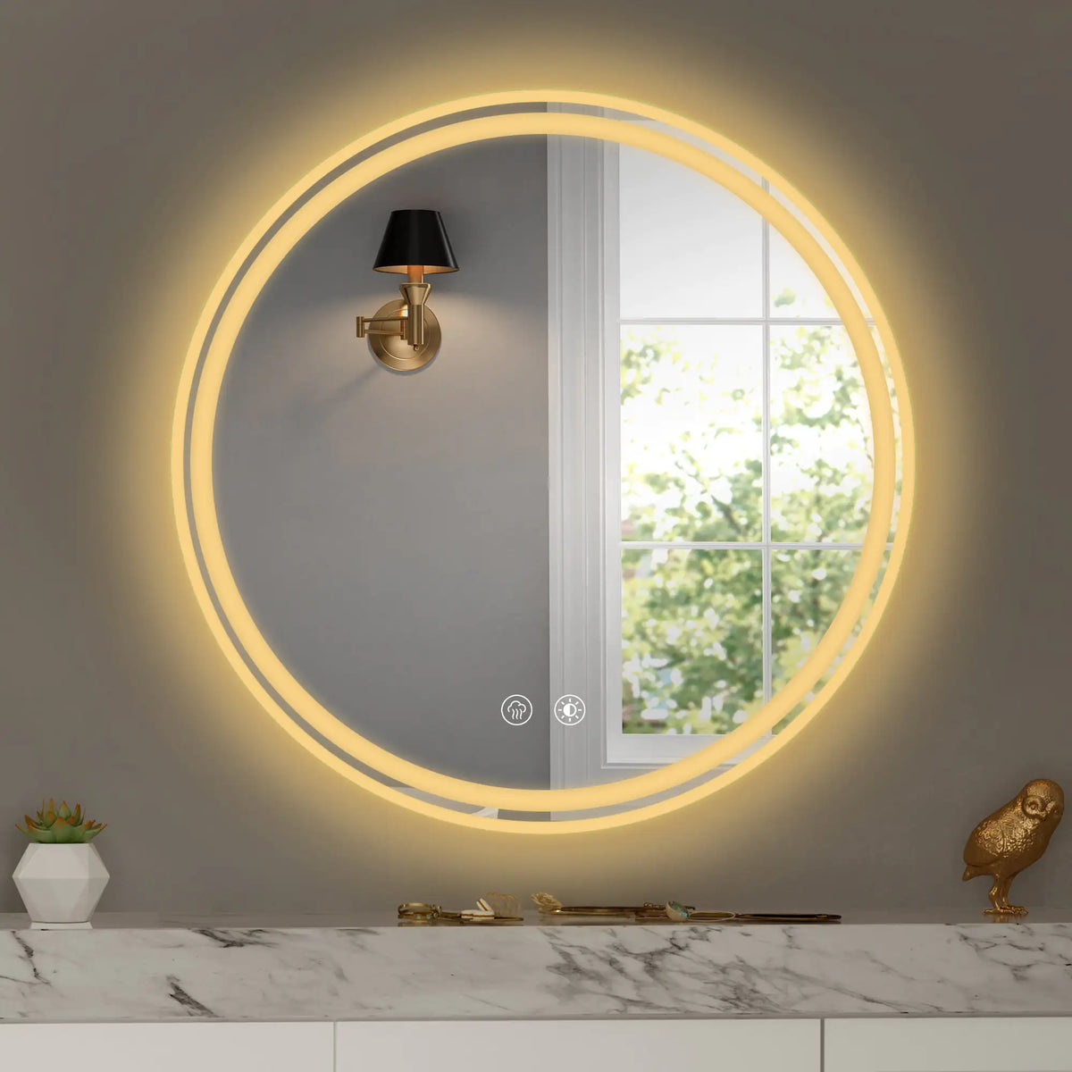 28 Inch Round LED Bathroom Mirror -Wall Mounted Mimarta