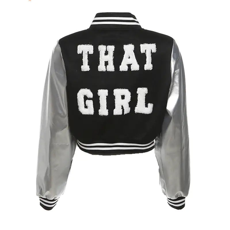 Metallic Cropped Varsity Jacket Rieworkes