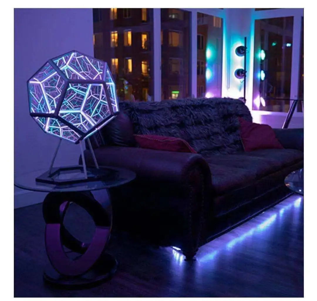 3D Cube Light Creative Cool Infinite Dodecahedron Nightlight Colorful Art Light USB Nightlight Girls Birthday Christmas Gift Rieworkes