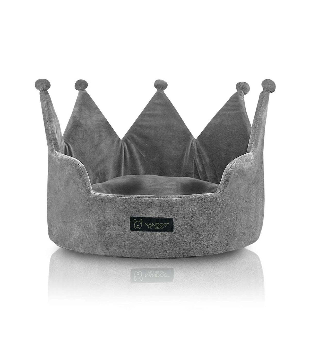 NANDOG Pet Gear Crown Cozy Round Dog and Cat Bed Collection Washable Indoor Pet Bed for Small Breeds -Soft Bed Fits in Crate or Kennel - Made of Ultra Soft Micro-Plush Material (Grey) Mimarta