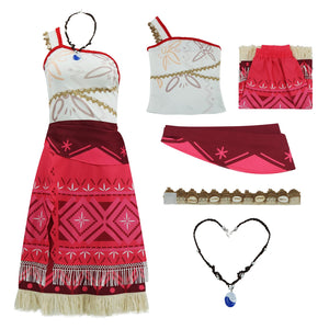 Tropical Island Princess Dress for Women Ocean Hawaiian Adventure Halloween Costume Skirt with Necklace Party Dress Up M Mimarta