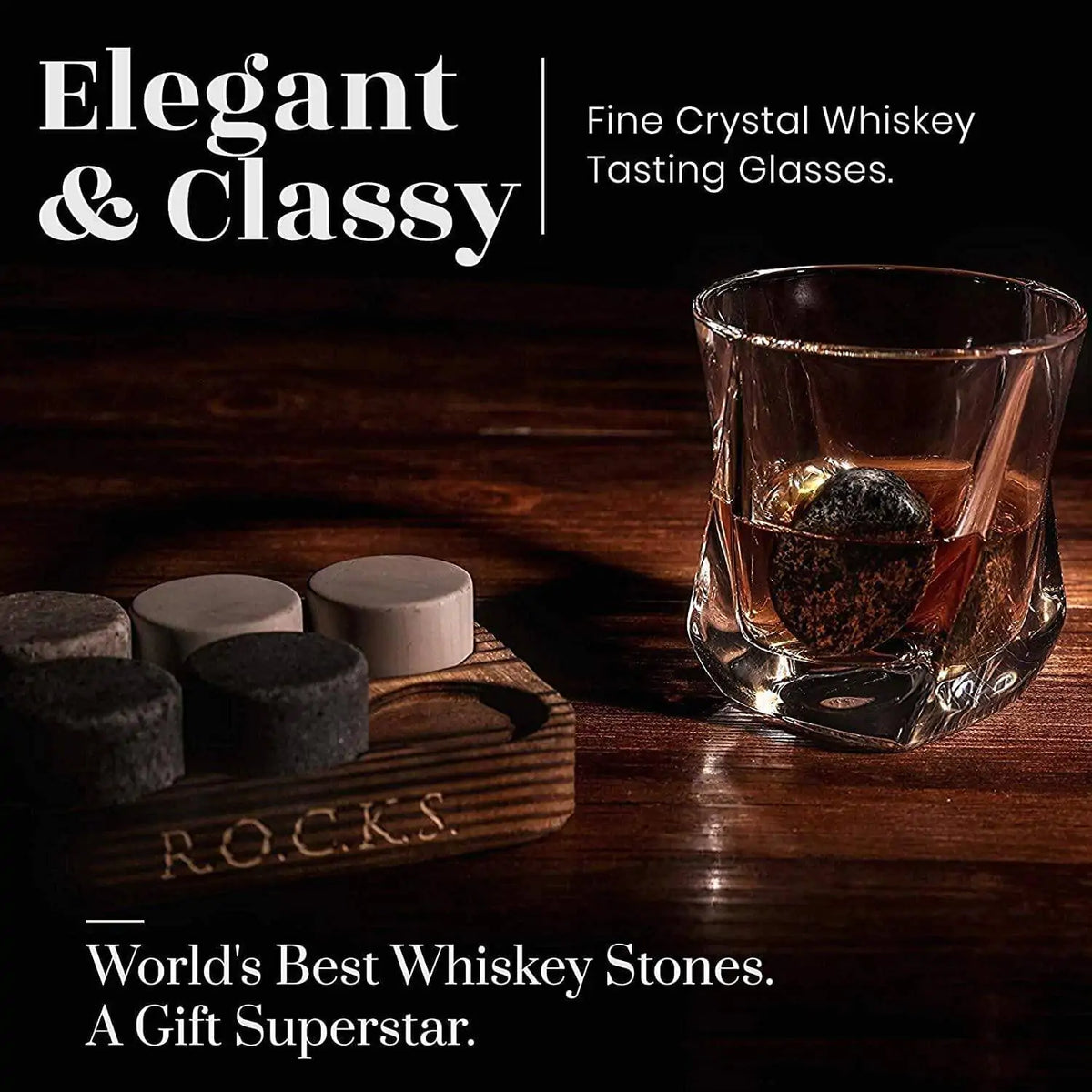 The Connoisseur's Set - Whiskey Stones &amp; Twist Glass Edition Mimarta