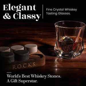 The Connoisseur's Set - Whiskey Stones & Twist Glass Edition Mimarta
