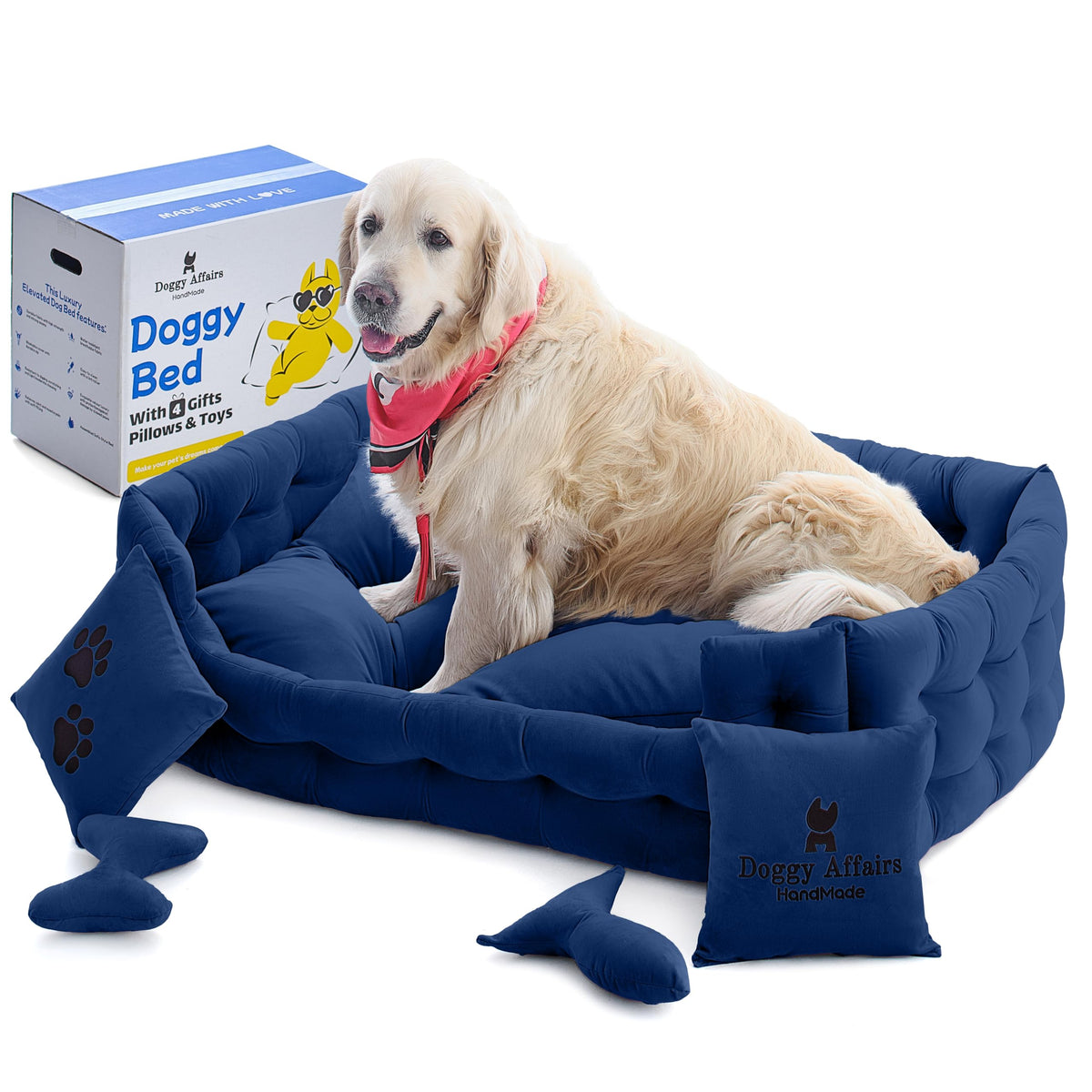 Doggy Affairs HandMade Luxury Dog Beds Jumbo Sized Dog with Removable Washable Cover - Premium Big Dog Bed Sofa Style - Fancy Dog Couch Bed - Non Slip Pet Sofa Bed for Dogs Mimarta