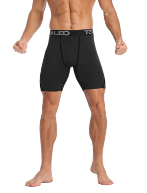TELALEO 5/6 Pack Compression Shorts Men Spandex Sport Shorts Athletic Workout Running Performance Baselayer Underwear Black(6pcs) Small Rieworkes