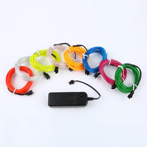 Neon LED Light Glow EL Wire String Strip Rope Tube Decor Car Party + Controller Rieworkes